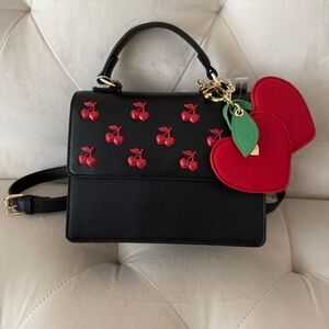 Betsey Johnson Black Crossbody Bag with Red Cherry Details